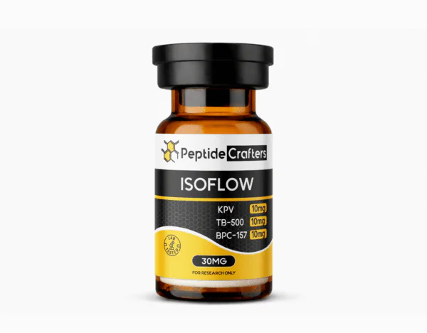 ISOFLOW1-scaled-1.png ISOFLOW 30mg Large 8mL vial – KPV (10mg) + TB-500 (10mg) + BPC-157 (10mg)