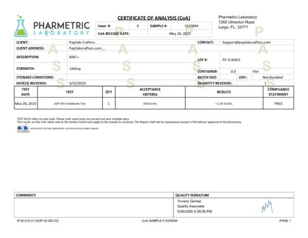 NAD+ (1200mg) Buffered – In large 8ml Vial [Lyophilized]